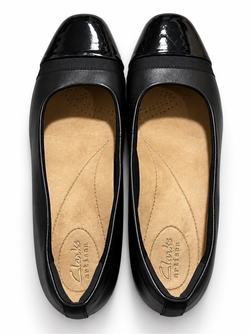 Clarks Black Leather Padded Ballet Flats Women's “Juliet Monte” Size: 8 NWOB